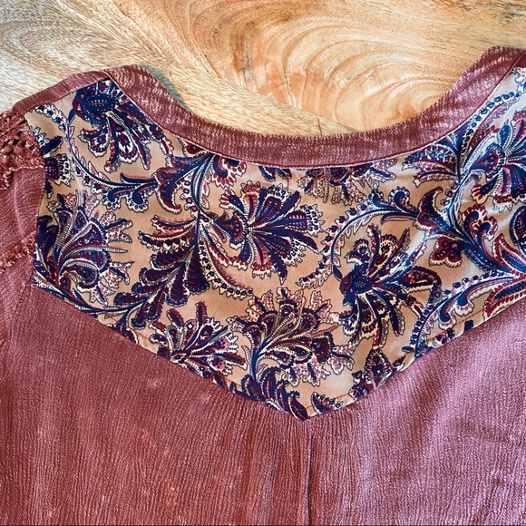BKE | Burgundy Boho Blouse - Picture 4 of 6